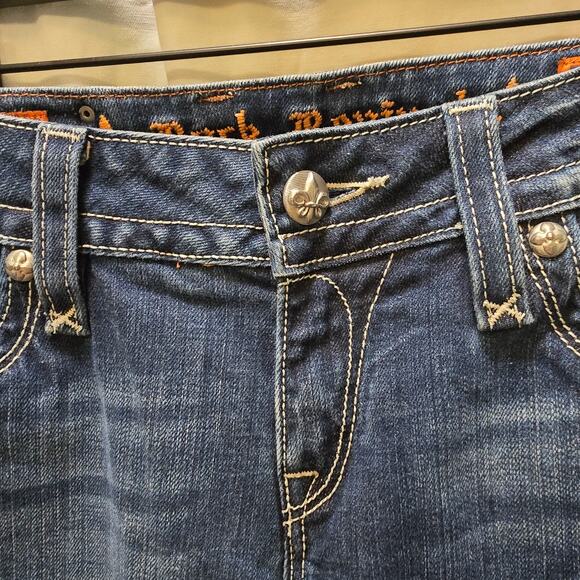 Rock Revival Chrissie Boot bootcut jeans size 30 low rise flap pocket distressed - Picture 6 of 16